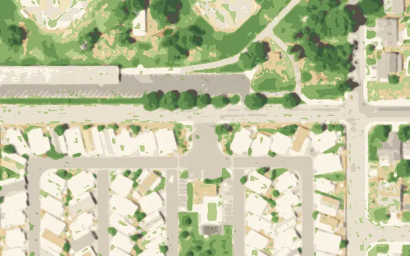 Illustrated aerial view of Green Acres Mobile Manor