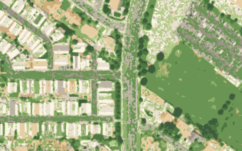 Illustrated aerial view of El Rancho Verde MH Estates