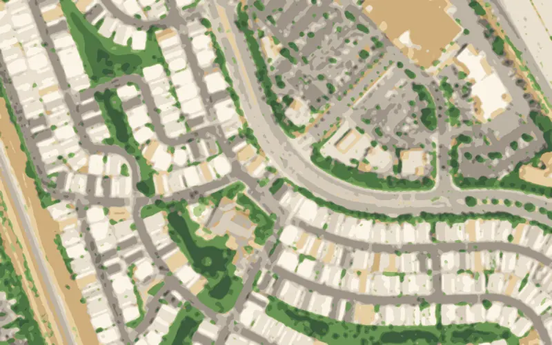 Illustrated aerial view of Lakeshore Gardens Mobile Home Park