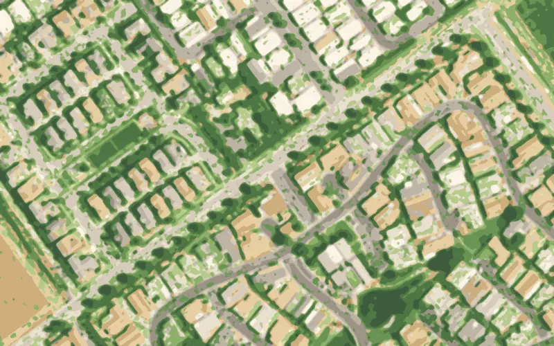 Illustrated aerial view of Buenaventura MH Estates