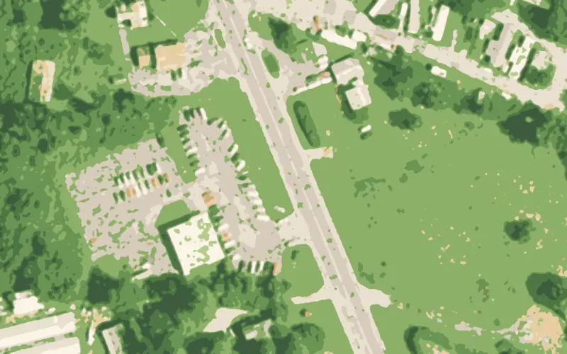 Illustrated aerial view of Park Plaza Mobile Home Community