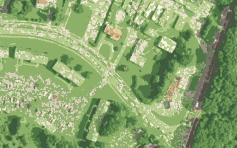Illustrated aerial view of Sunny Acres